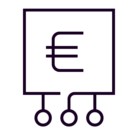 Euro-Symbol in einem Schaltkreis-Symbol